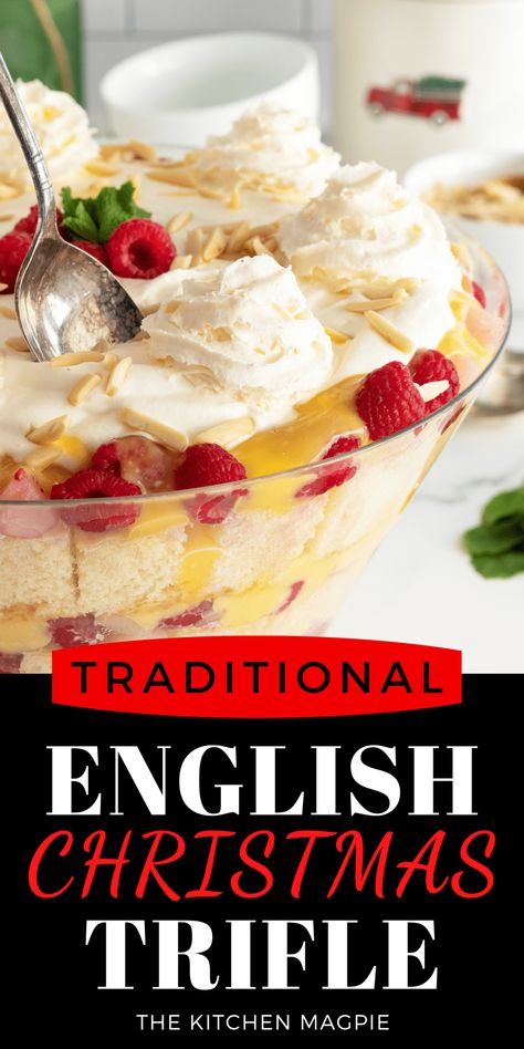 English Christmas Trifle English Desserts British, English Christmas Trifle, English Trifle Recipe Traditional, British Christmas Recipes, British Trifle Recipe, Xmas Trifle, English Christmas Cake Recipe, English Trifle Recipe, British Christmas Desserts