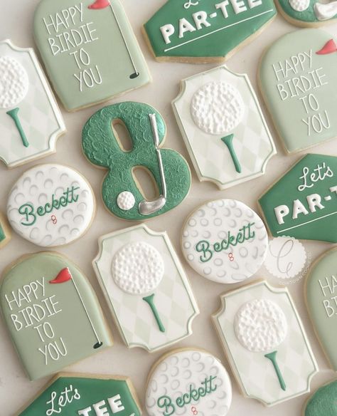 Felix Birthday, Golf Cookies, Golf Party Foods, Golf Baby Showers, Golf First Birthday, Sports Cakes, First Birthday Cookies, Golf Cake, Cookies Birthday