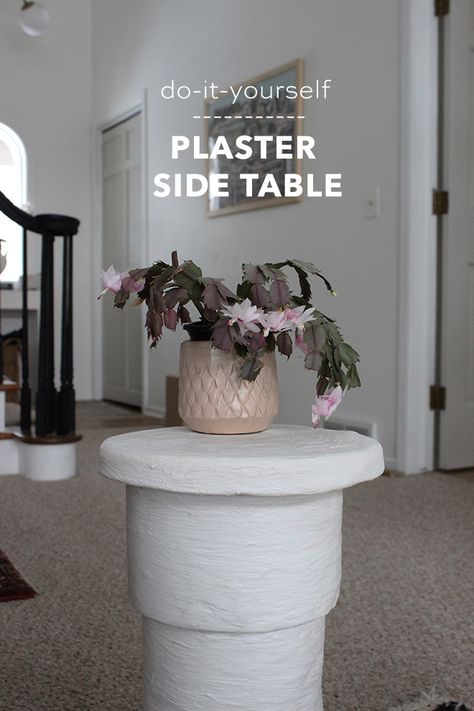 Plaster Side Table, How To Apply Polyurethane, Entry Console, Stepping Stone Molds, Entry Console Table, Diy Plaster, Stone Molds, Sanding Block, Construction Adhesive