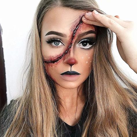 Burn Makeup, Wound Makeup, Scar Makeup, Scar Wax, Gore Makeup, Makeup Ideas For Halloween, Halloween Gesicht, Deer Makeup, Creepy Halloween Makeup