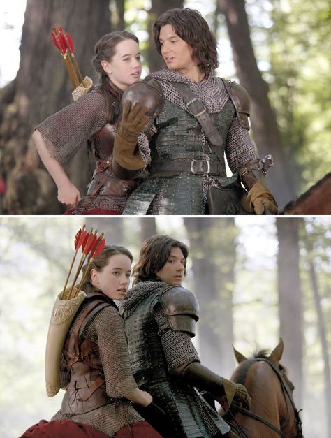 The Chronicles of Narnia – Prince Caspian (2008) Starring: Anna Popplewell as Susan Pevensie and Ben Barnes as Prince Caspian. (click thru for larger image) Susan Pevensie Prince Caspian, Prince Rilian Narnia, Susan X Caspian, Narnia Susan And Caspian, Prince Caspian And Susan, Susan And Caspian, Narnia Cast, Narnia Movies, Susan Pevensie