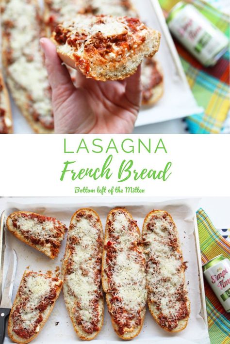 Lasagna French Bread is stuffed with cottage cheese filling, ground beef, spaghetti sauce and then baked with tons of cheese on top. An easy meal that will leave everyone satisfied. #frenchbread #lasagna #lasagnarecipes #groundbeef #easymeal #foodandbeerpairing Baked Coconut Shrimp, French Bread, Pizza Bread, Homemade Bread, Main Dish Recipes, Lasagna, Ground Beef, Easy Dinner Recipes, Bread Recipes