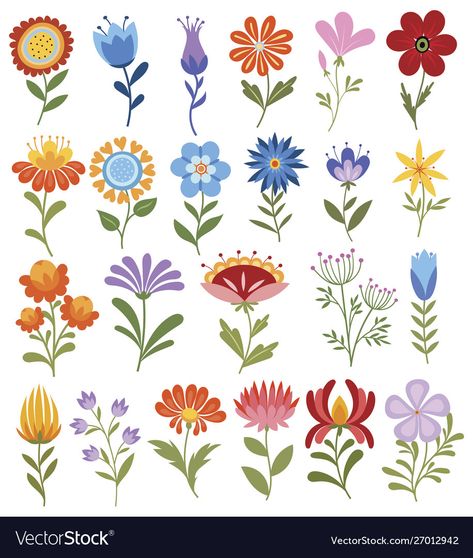 Scandinavian Flowers Illustration, Folk Flowers Illustration, Scandi Flowers, Ornaments Illustration, Illustration For Children, Traditional Folk Art, Children Drawing, Modern Folk Art, Arte Folk