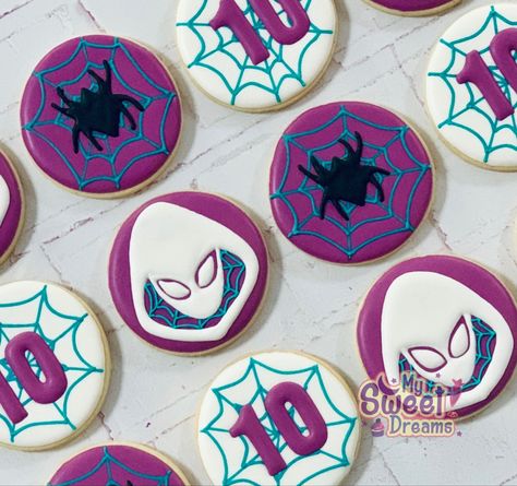 Spider Gwen Party Ideas, Ghost Spider Gwen Birthday Party, Spidey Ghost Spider Birthday, Gwen Spiderman Birthday Party, Spider Gwen Cupcakes, Gwen Stacy Birthday Party Ideas, Gwen Ghost Spider Birthday Party, Spidergwen Cake, Ghost Spider Party Ideas