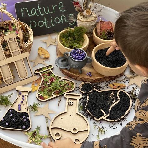 Potion Play, Forest Play, Investigation Area, Tuff Spot, Halloween Potions, Tuff Tray, Invitation To Play, Mud Kitchen, Work Activities