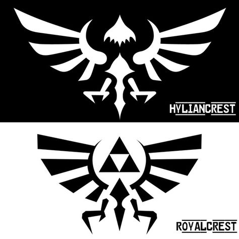 Hylian Crest vs. Royal Crest Valknut Tattoo, Hylian Crest, Crest Tattoo, Zelda Tattoo, Royal Crest, Link Zelda, Zelda Art, Tattoo Meaning, Ocarina Of Time