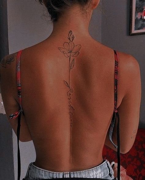 Flower Spine Tattoos, Tato Minimal, Cursive Tattoos, Tattoos For Women Flowers, Writing Tattoos, Petite Tattoos, Spine Tattoos For Women, Small Hand Tattoos, Cute Tattoos For Women