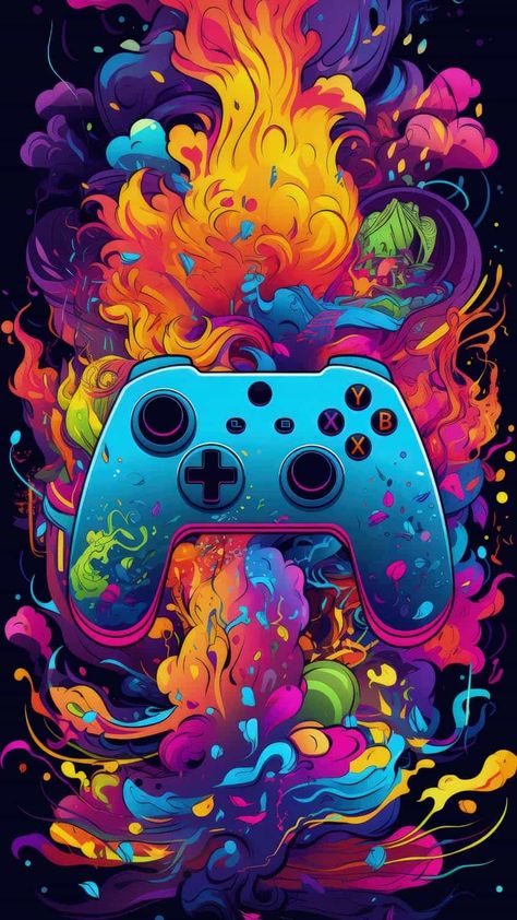 Gamer Art iPhone Wallpaper 4K - iPhone Wallpapers Gamer Controller, Nordic Aesthetic, Paint Games, Picture Canvas, Gaming Posters, Aesthetic Picture, Game Controller, Painting Style, Canvas Pictures