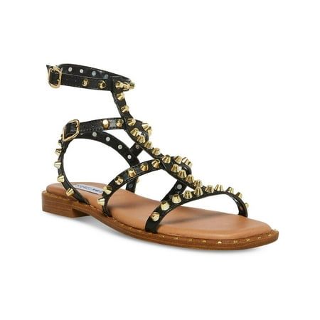 As one of the most iconic brands in the footwear industry, Steve Madden offers the trend you're looking for at an accessible price point. Manufacturer: Steve Madden Style Type: Slingback Sandals Collection: Steve Madden Sleeve Length: Material: Manmade Fabric Type: Faux Leather Specialty: Studded Sku: BH5531309 Size: 6.  Color: Black.  Gender: female.  Age Group: adult. Flat Gladiator Sandals, Black Gladiator Sandals, Square Toe Sandals, Studded Flats, Mini Studs, Slingback Sandals, Slingbacks, Trending Fashion, Black Queen