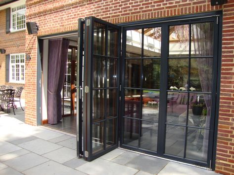 Black Metal Doors, External Bifold Doors, Wooden Bifold Doors, Concertina Doors, Exterior Entrance Doors, External Wooden Doors, External French Doors, Modern Home Office Furniture, Bifold Door