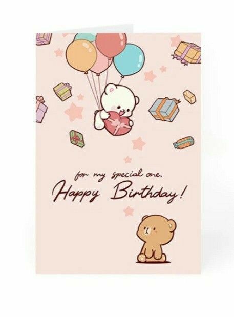 Milk Mocha Birthday, Milk Mocha, Mocha Bear, Fun Birthday Card, Birthday Cartoon, Birthday Card Drawing, Milk & Mocha, Cute Bear Drawings, Cute Birthday Cards