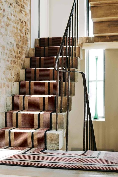 Pattern Carpet Stairs, Victorian Staircase, Striped Stair Runner, Willow Grove, Wrought Iron Stairs, Hall Carpet, Carpet Stores, Hallway Carpet Runners, Runner Carpet