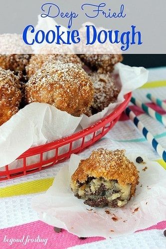 Fried Cookie Dough Bites, Deep Fried Cookie Dough, Fried Cookie Dough, Deep Fried Desserts, Beyond Frosting, Fried Dessert, Gooey Chocolate Chip Cookies, Cookie Dough Bites, Cookie Dough Recipes