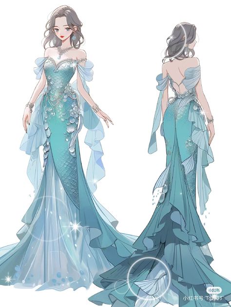 Mermaid Theme Prom Dresses, Deep Sea Wedding Dress, Fantasy Themed Prom Dress, Siren Dresses Aesthetic, Prom Dresses Ocean Theme, Mermaid Theme Dress Women, Ocean Themed Prom Dress, Ocean Fantasy Dress, Mermaid Fantasy Dress