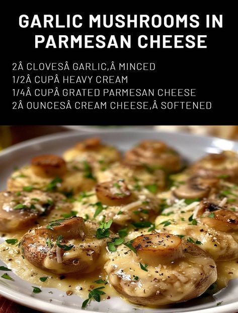 Garlic Mushrooms in Parmesan Cheese – Page 2 – 99easyrecipes Creamy Garlic Parmesan Mushrooms, Garlic Mushrooms In Parmesan Cheese, Garlic Parmesan Mushrooms, Parmesan Mushrooms, 7 Course Meal, Mushroom Side Dishes, Baby Bella Mushrooms, Garlic Butter Mushrooms, Mushroom Recipes Healthy