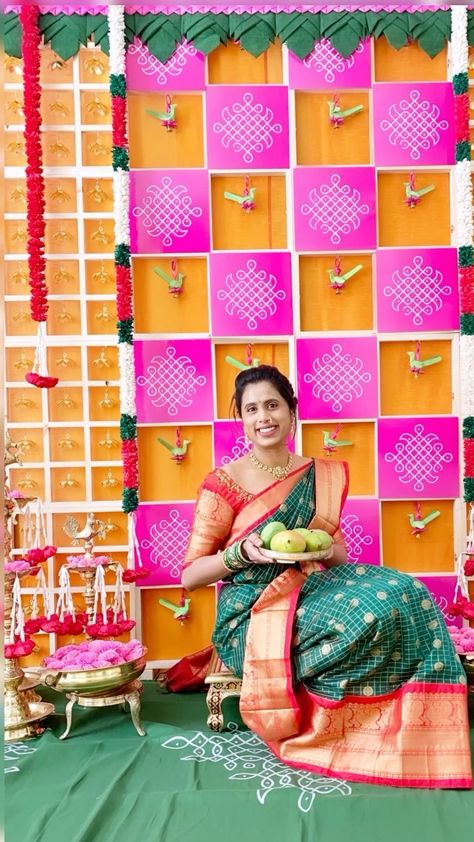 shwetas_space on Instagram: Sharing lots of festive vibes !!!! Thanks to @meeventsus for making our #ugadi photoshoot a grandeur with their decor!!! . . Checkout… Ugadi Theme For Baby Girl, Ugadi Decorations At Office, Ugadi Photoshoot, Indian Wear, Festival, On Instagram, Instagram