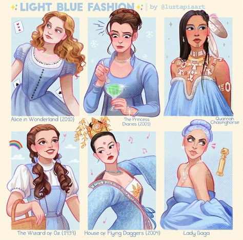 Luz Tapia Art, Light Blue Fashion, Pinturas Disney, Disney Princess Art, Princess Art, Dessin Adorable, Color Fashion, Cute Art Styles, Disney Drawings