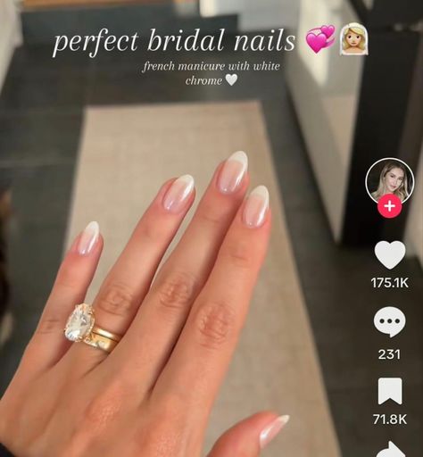 Bridal Nails French, Nails Gems, Almond Shaped Nails, Engagement Nails, Shaped Nails, Wedding Nails For Bride, Pearl Nails, Bride Nails, Gem Nails