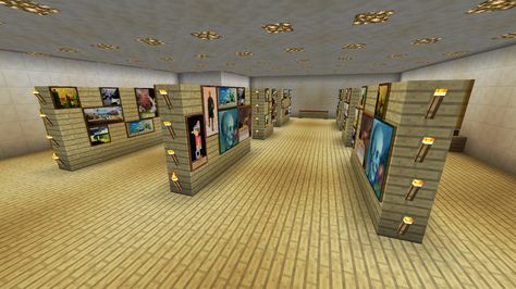 Minecraft Art Room Gallery Minecraft Music Room, Farm Ideas Minecraft, Underground Farm, Minecraft Underground, Minecraft Music, Modern Art Gallery, Minecraft Modern, Minecraft City, Farm Ideas