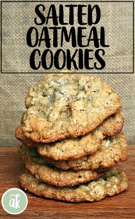 Salted Oatmeal Cookies — completely irresistible! These cookies have that perfect balance of sweet and salty. I love having them on hand when people are visiting. #salted #oatmeal #cookies #chewy Recipes For Guests, Homemade Biscotti, Honey Whole Wheat Bread, What Is Healthy Food, Cookies Chewy, Best Oatmeal Cookies, Peasant Bread, Vacation Food, Salty Cookies