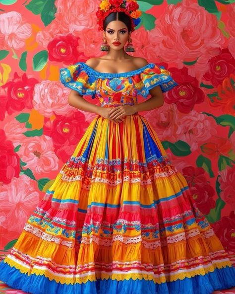 Mexican Traditional Clothing, Folklorico Dresses, Mexico Sketch, Mexican Style Dresses, Mexico Dress, Mexican Clothing, Traditional Mexican Dress, Mexican Wedding Dress, Mexican Fashion