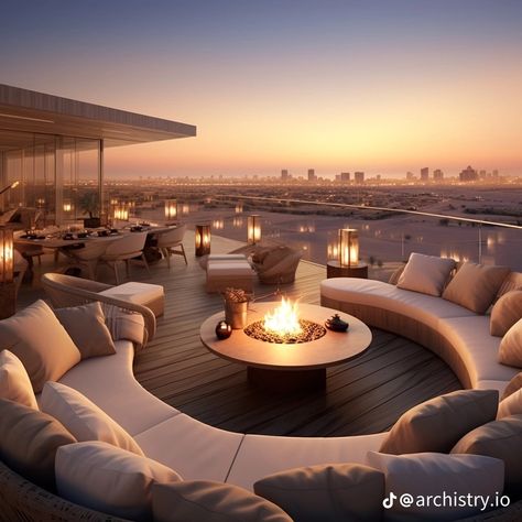 Rooftop Entertainment Area, Hotel Rooftop Design, Rooftop Lounge Design, Rooftop Hangout, Rooftop Deck Ideas, House Rooftop, Penthouse Terrace, Balcony Pool, House Roof Design