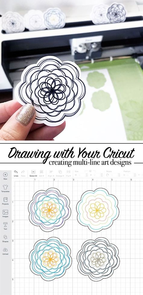 How to Draw Multiple Line Art Designs with Your Cricut - this is lesson 7 in the Drawing and Writing with your Cricut series by Jen Goode - lear how to use the pen to create fun and fabulous projects! Cricut Draw, Cricut Drawing, Fun Diy Craft Projects, Cricut Cuttlebug, Crafts For Teens To Make, Line Art Design, Cricut Machine, Cricut Tutorials, Crafts Projects