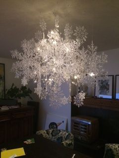 Narnia Christmas, Snowflake Chandelier, Snow Decorations, Christmas Chandelier, Elegant Holiday Decor, Snow Theme, Barn Parties, Snowflake Garland, Snow Flakes Diy