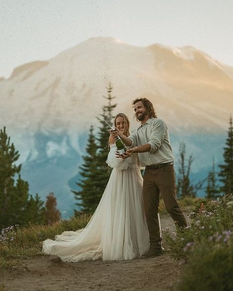 the wedding vibe of our dreams ☁️ 💫 

bride // emilee.mccloughan 
photos // dawn_photo Fantasy Wedding Photos, All Who Wander Wedding Dress, Wedding Dress Collection, Blush Bridesmaid Dresses, All Who Wander, Mountain Bride, Dress Gallery, Stella York, Dare To Be Different