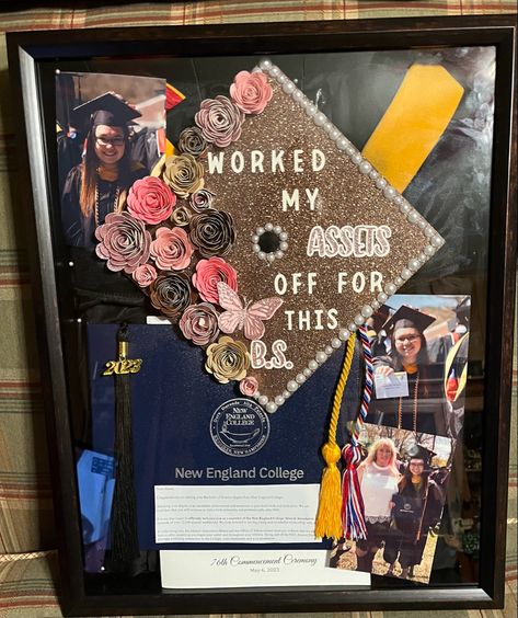 Senior Year Shadow Box Ideas, Graduation Shadow Box Ideas College, Shadow Box For Graduation, College Shadow Box Ideas, Senior Shadow Box Ideas, Grad Shadow Box Ideas, College Graduation Shadow Box Ideas, Graduation Shadow Box College, Cap And Gown Shadow Box Ideas