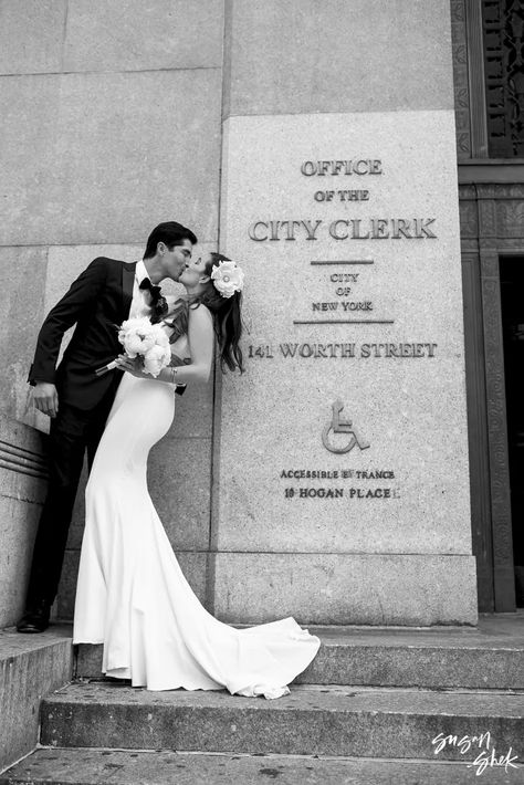 City Hall Marriage, Courthouse Marriage, Nyc City Hall Wedding, City Hall Wedding Dress, Marriage Poses, City Hall Weddings, City Hall Wedding Photos, New York City Hall, Courthouse Wedding Photos