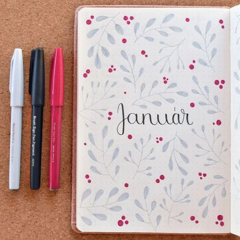 Journal January Cover, January Bujo Cover, Bullet Journal January Cover, July Spread, Bullet Journal Work, Bullet Journal Paper, Bulletin Journal Ideas, Craft Planner, Bullet Journal Diy