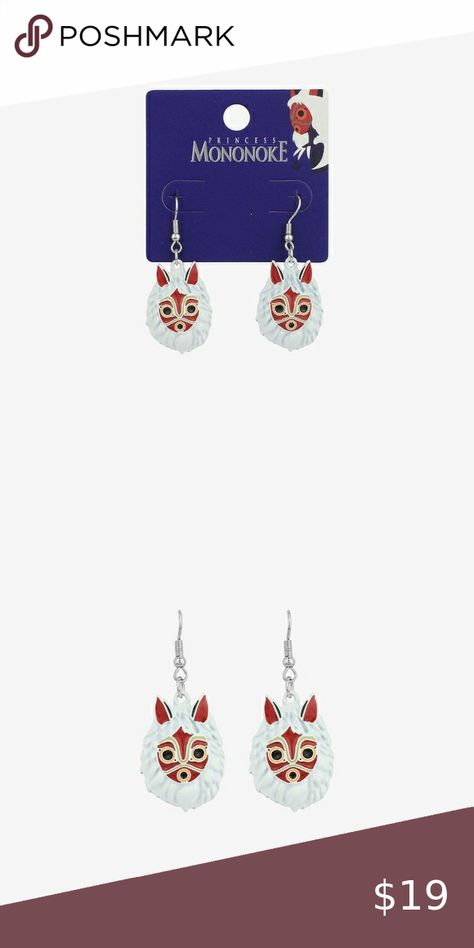 Studio Ghibli Princess Mononoke San Mask Drop‎ Earrings Hot Topic Princess Mononoke San, Studio Ghibli Princess Mononoke, Ghibli Princess Mononoke, Sans Mask, Hot Topic Jewelry, Princess Mononoke, Studio Ghibli, The Forest, Hot Topic