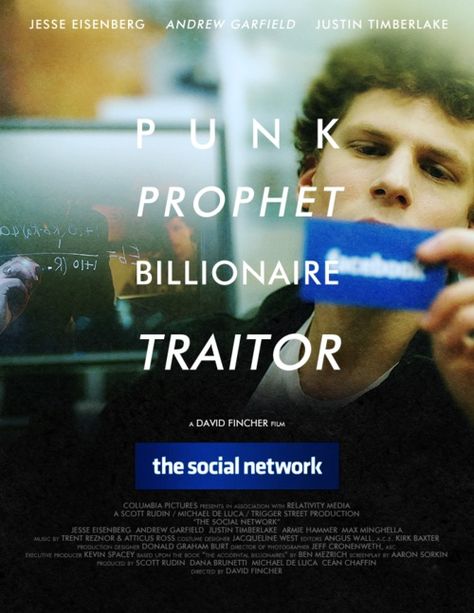 The Social Network (2010) Social Network Movie, Directed By David Fincher, Oscars 2011, Jesse Eisenberg, David Fincher, Alternative Movie Posters, The Social Network, The Oscars, Movie Buff