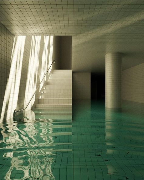 Liminal Places, Dreamscape Architecture, Dreamcore Aesthetic, Garden Of Earthly Delights, Liminal Space, Space Artwork, Pool Rooms, Dreamcore Weirdcore, Dream Pools