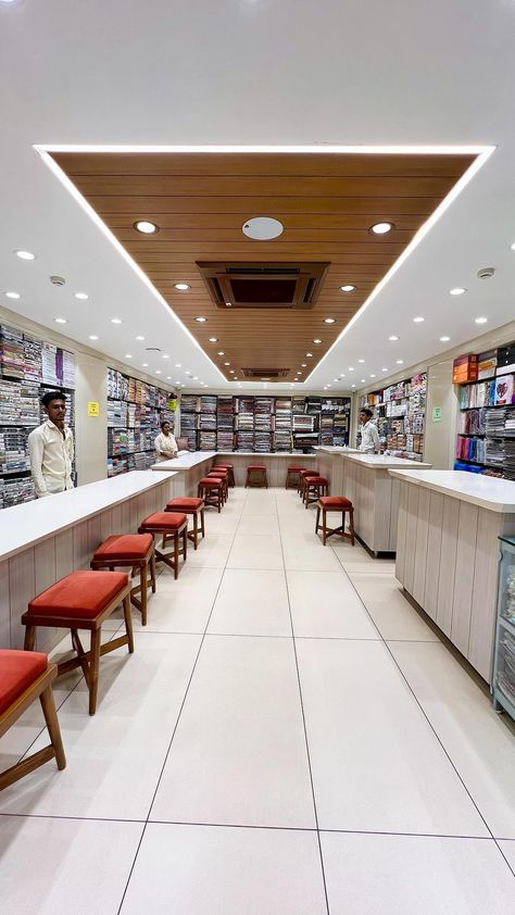 https://www.instagram.com/reel/CegpQgkLqyf/?igshid=MDJmNzVkMjY= Clothing Store Counter Design, Interior Showroom, Latest False Ceiling Designs, Stores Design, Nav Durga, Shop Counter Design, Building Front Designs, Fabric Store Design, False Ceiling Designs