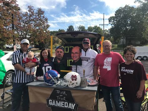 College Game Day trunk or treat fun College Game Day, College Games, Spooky Stuff, College Game Days, Trunk Or Treat, Game Day, Trunk, Pumpkins, Thanksgiving