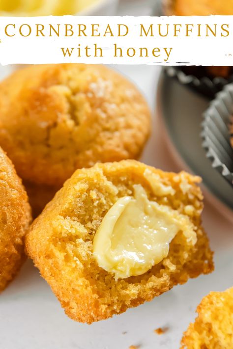 Cornbread Muffins Sweet, Honey Cornbread Recipe Muffins, Fluffy Cornbread Muffins, Honey Butter Cornbread Muffins, Corn Bread Muffins With Real Corn, Corn Muffin Recipes, Corn Scones, Lemon Curd Muffins, Cornbread Muffin Recipe