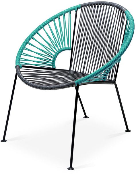 Mexa Ixtapa Lounge Chair, Gray/Turquoise - Handcrafted by skilled artisans and certified welders in Mexico, this modern lounge chair is crafted of woven, UV-protected PVC cord in gray and turquoise with a powder-coated steel frame. While it's designed for use on the porch or patio, a sleek silhouette and impressive durability also make it a great choice for an indoor sunroom or even a playroom. Furniture > Outdoor Furniture > Outdoor Deck Chairs. Indoor Sunroom, Composite Adirondack Chairs, Blue Dining Room Chairs, Balcony Chairs, Wrought Iron Patio Chairs, Upholstered Swivel Chairs, Industrial Dining Chairs, Farmhouse Dining Chairs, Chaise Metal