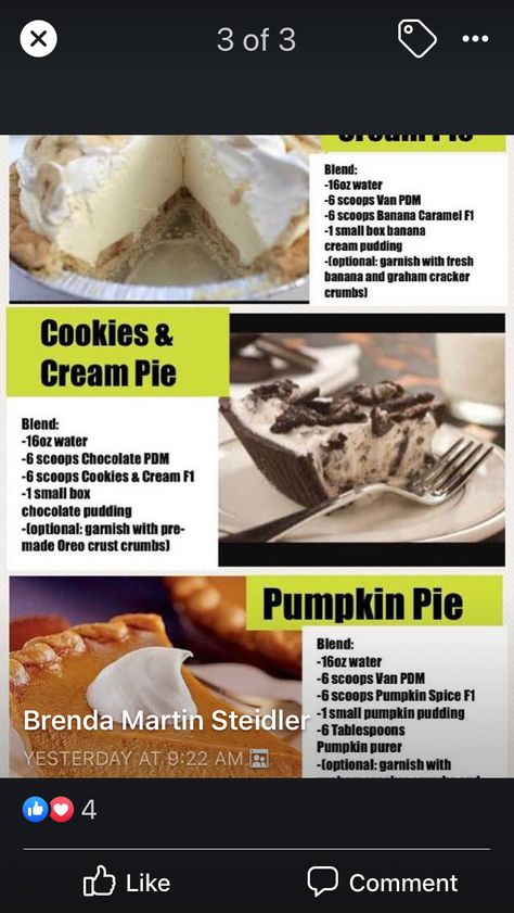 Herbalife Protein Bowls, Herbalife Pie Recipes, Herbalife Pudding Recipes, Protine Shakes, Herbalife Snacks, Herbalife Pins, Herbal Life Shakes, Herbalife Meal Plan, Herbalife Protein