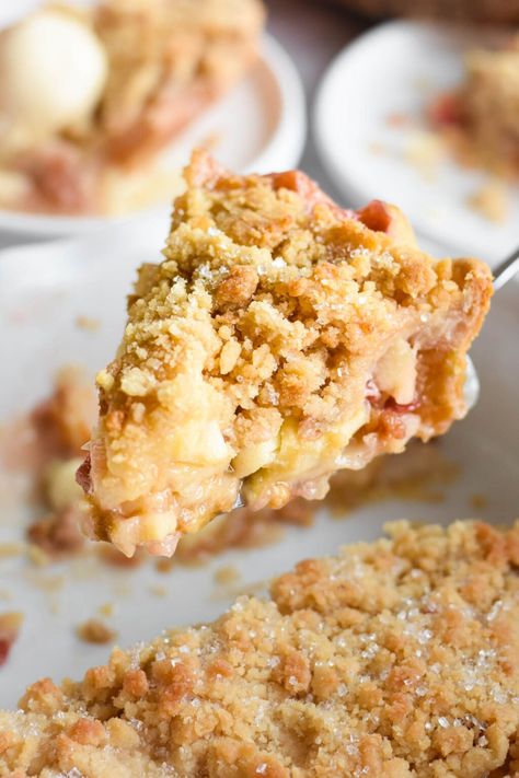 Rhubarb Apple Pie • Dance Around the Kitchen Apple Strawberry Rhubarb Pie, Rhubarb And Apple Pie, Apple Rhubarb Pie Recipes, Apple And Rhubarb Pie, Rhubarb Apple Pie Recipe, Rhubarb Apple Recipes, Rhubarb And Apple Recipes, Rhubarb Apple Pie, Apple Cream Cheese Recipes