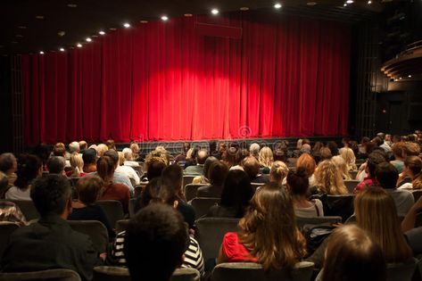 Full Theatre Audience, Audience Theatre, Stage With Audience, Mental Painting, Theater Audience, Audience Crowd, Theater Interior, Theatre Audience, Red Velvet Curtains