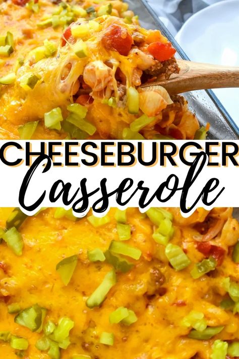 Dill Pickle Cheeseburger Casserole, Cheeseburger Casserole Pickles, Cheeseburger Casserole Skinnytaste, Cheeseburger Casserole Recipe, Casseroles Recipes, Beef Macaroni, Easy Casseroles, Beef Meals, Friends Recipes