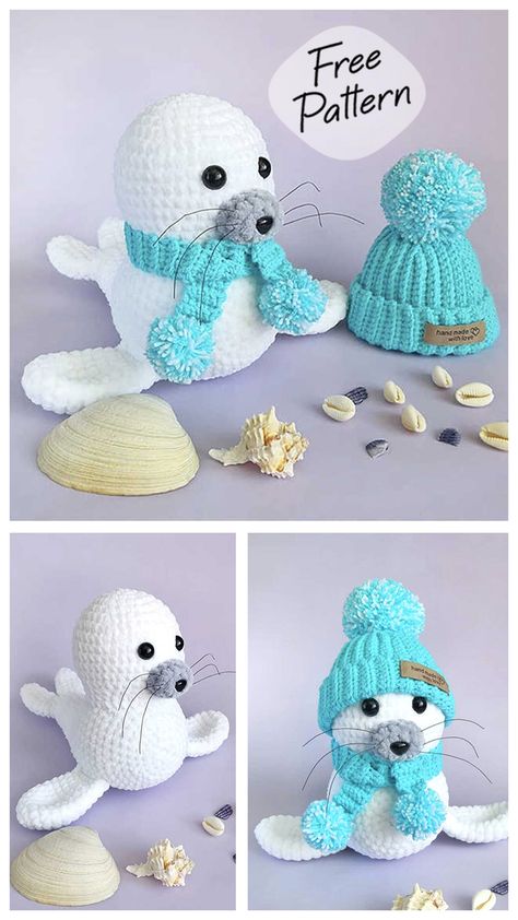 Crochet Seal Amigurumi Free Pattern / via Alena Turanova • Instagram: @mimimishki.tut Free Crochet Seal Pattern, Crochet Seal, Step By Step Crochet, Amigurumi Free, Amigurumi Free Pattern, Crochet Patterns Amigurumi, Amigurumi Pattern, Crochet Tutorial, Crochet Amigurumi