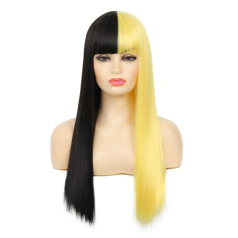 Yellow Wig, Bangs For Women, Wig Party, Split Hair, Cosplay Hair, High Quality Wigs, Best Wigs, Black Wig, Wig With Bangs