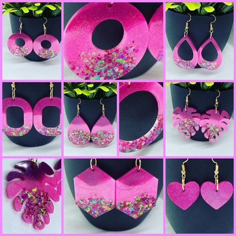 Diy Resin Gifts, Resin Jewlery, Diy Earrings Easy, Ice Resin, Resin Earring, Resin Crafts Tutorial, Purple Purse, Diy Resin Projects, Resin Jewelry Diy