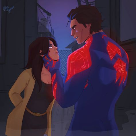 Miguel O'Hara x Oc (Valeria) Miguel O'hara X Y/n, Marvel Moments, Spiderman Stuff, Spiderman 2099, Miguel Ohara, Disney Character Art, Spaider Man, Miguel O Hara, Oc Base