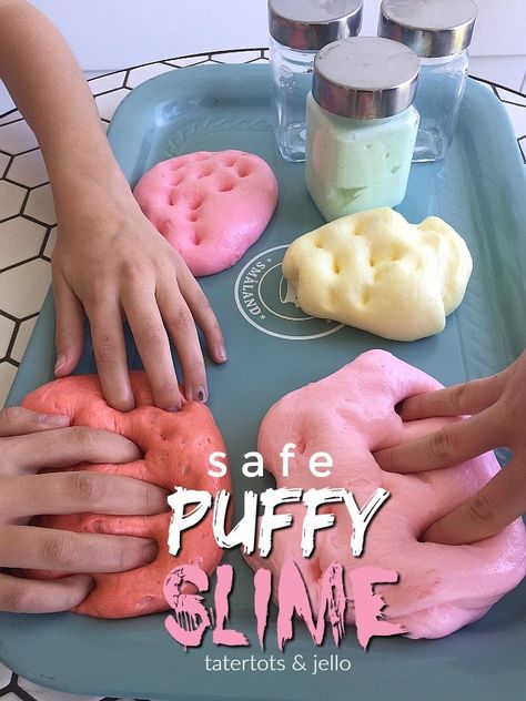 Puffy Slime Recipe, Puffy Slime, Slime For Kids, Fluffy Slime, Slime Recipe, Diy Slime, Play Dough, Fun Crafts For Kids, Summer Crafts