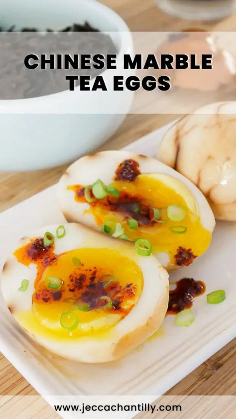 Chinese Tea Eggs - Jecca Chantilly Street Food Snacks, Soy Sauce Substitute, Soy Sauce Marinade, Dried Chili Peppers, Sichuan Peppercorn, Tea Eggs, Cracked Egg, Food Snacks, Low Sodium Soy Sauce