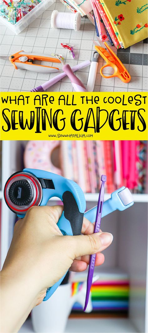 These are the coolest sewing gadgets. Click through for a huge list of gadgets you never even knew existed but that you definitely need if you are a gadget lover! Cool Sewing Tools, Sewing Machine Gadgets, Sewing Essentials Tools, Sewing Assessories Products, Sewing Gadgets Tools, Sewing Accessories Tools, Basic Sewing Skills, Sewing Tools And Equipment, Sewing Machine Tools